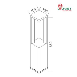 Kích thước đèn LED Sân Vườn ELV 013104-65