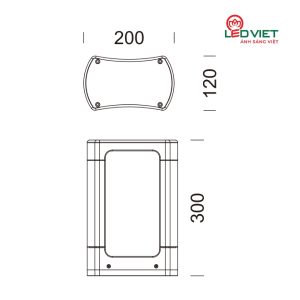 Kích thước đèn LED Sân Vườn ELV 8W 003121-30