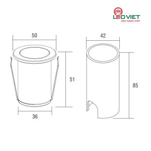 Kích thước đèn Led âm nước ELV VUL2101 3W