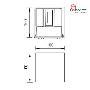 Kích thước đèn Led gắn tường ELV VWL03-2L 5W