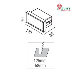 Kích thước đèn Led chân tường ELV VWL07-0R140 4W