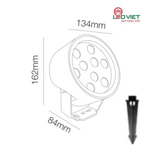 Kích thước đèn Led sân vườn ELV CBL5811 18W