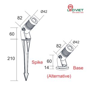 Kích thước đèn Led sân vườn ELV VGS2101 7W chân cắm