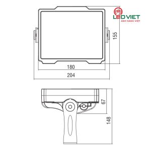 Kích thước đèn Led sân vườn ELV VL-SGS1903A 30W