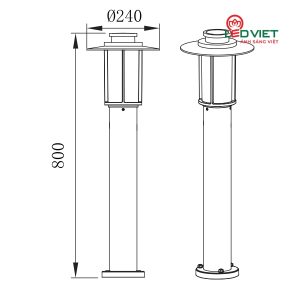 Kích thước đèn Led sân vườn ELV 006181-80